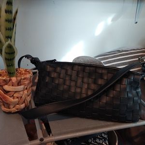 Trendy Woven Vegan Leather Shoulder Bag